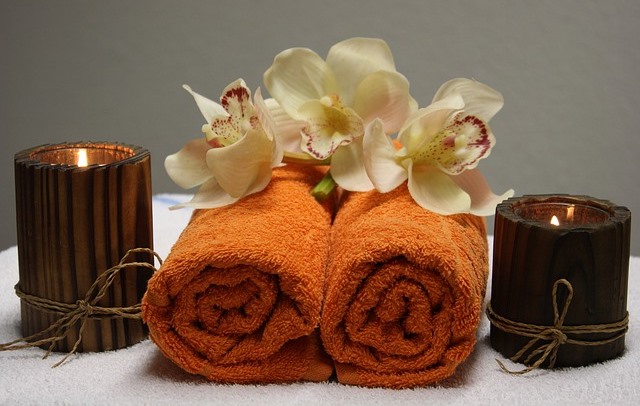 massage towels and candles